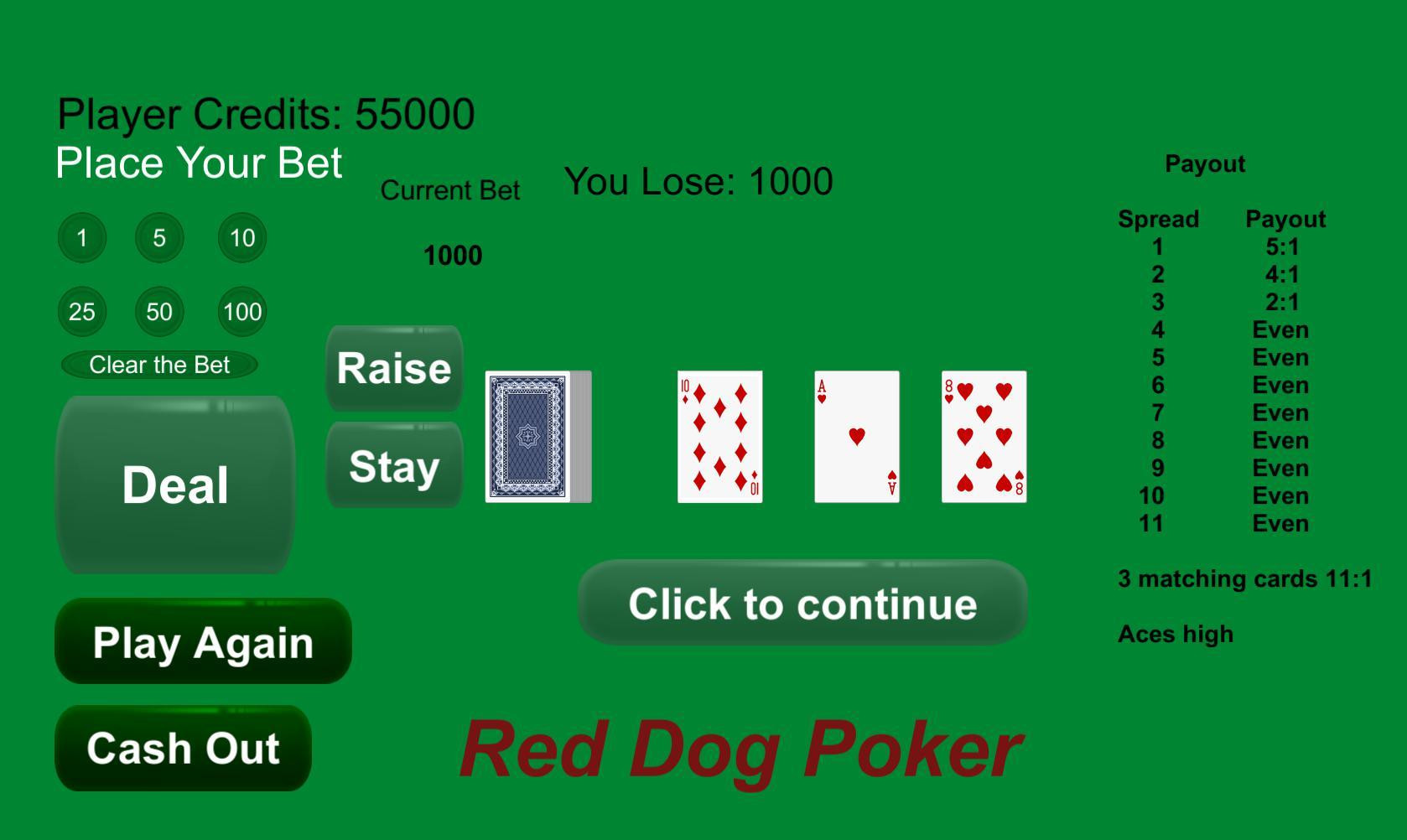 Hi-Lo/Red Dog Poker (itch) - кадр 4