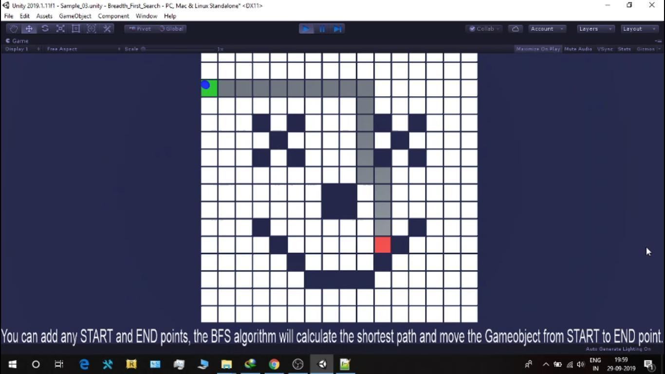 Shortest path finding using BFS in Unity game engine (itch) - кадр 5