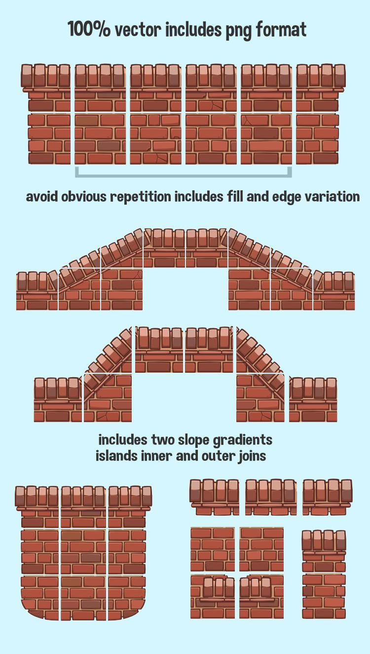 Brick tile set (itch) - кадр 1