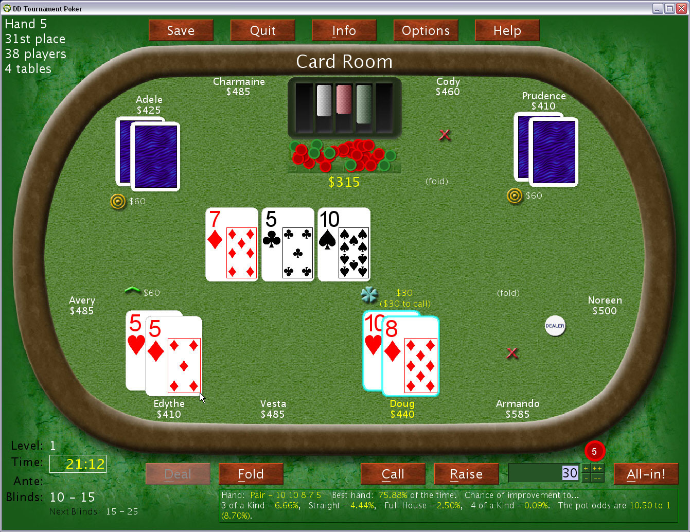 DD Tournament Poker: No Limit Texas Hold'em - кадр 13