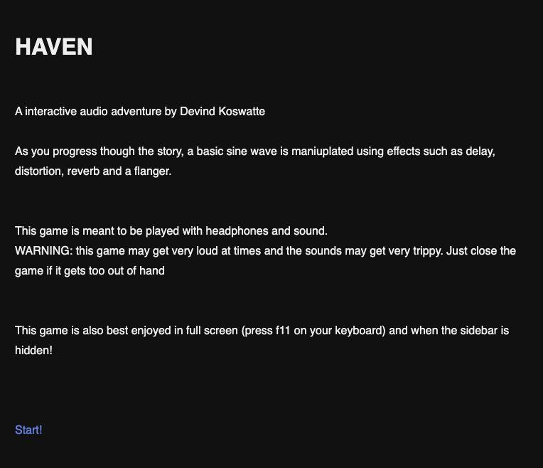 Haven (itch) - кадр 1