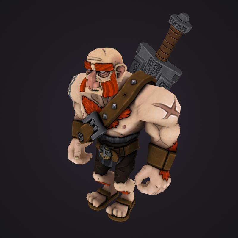 3D Model - Scrunch the Barbarian (Rigged) (itch) - кадр 4
