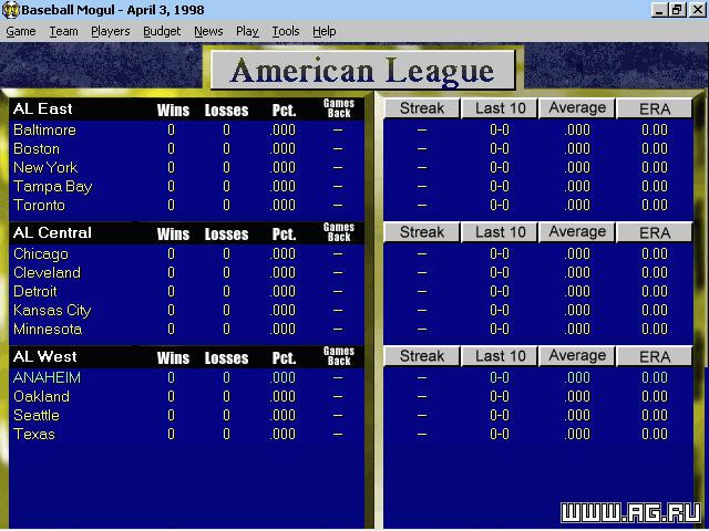 Baseball Mogul '99 - кадр 2