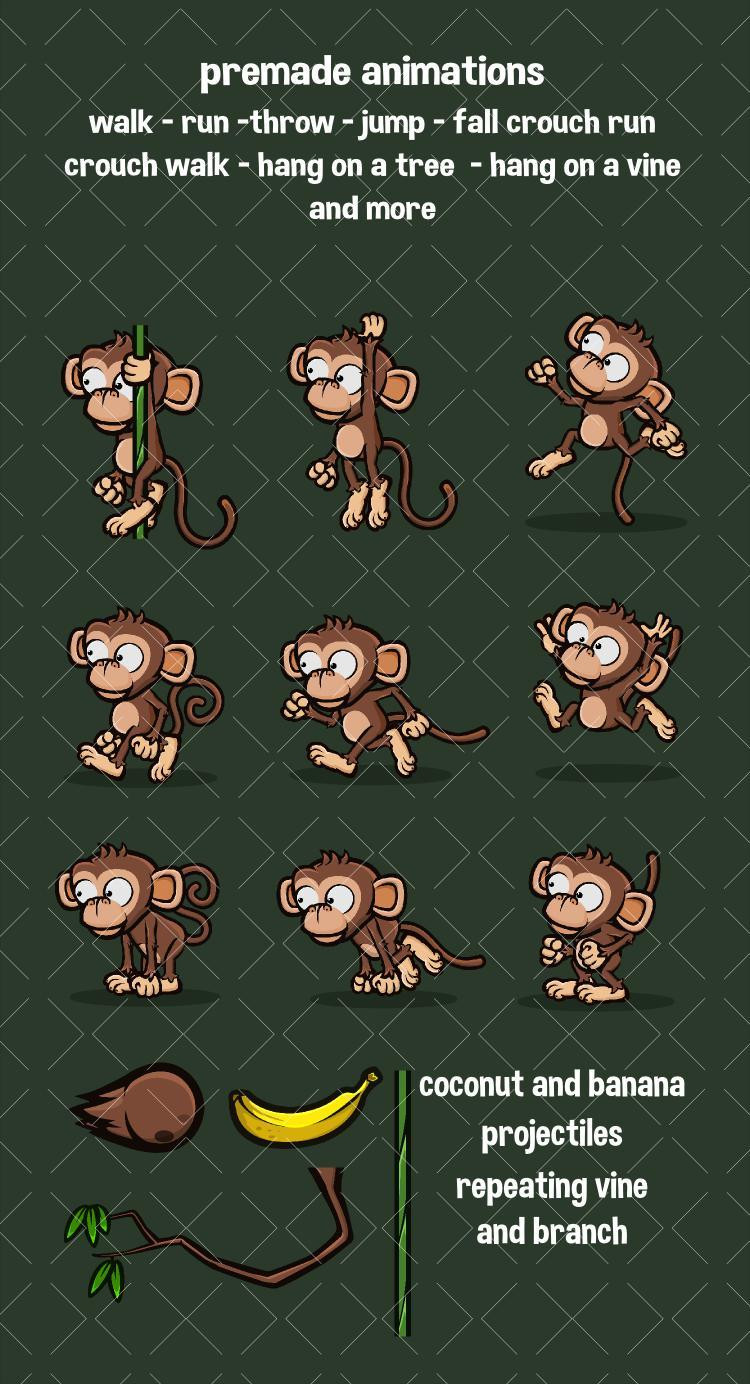 Animated 2D monkey sprite (itch) - кадр 1