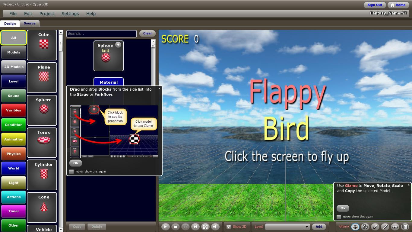 Flappy Bird 3D (Fantasy_GamerYT) (itch) - кадр 1