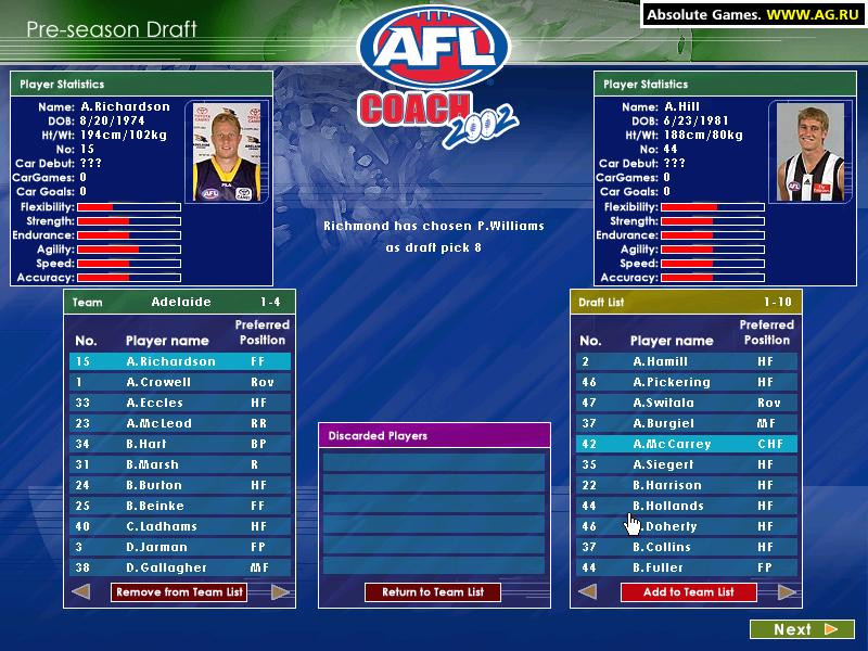 Kevin Sheedy's AFL Coach 2002 - кадр 9