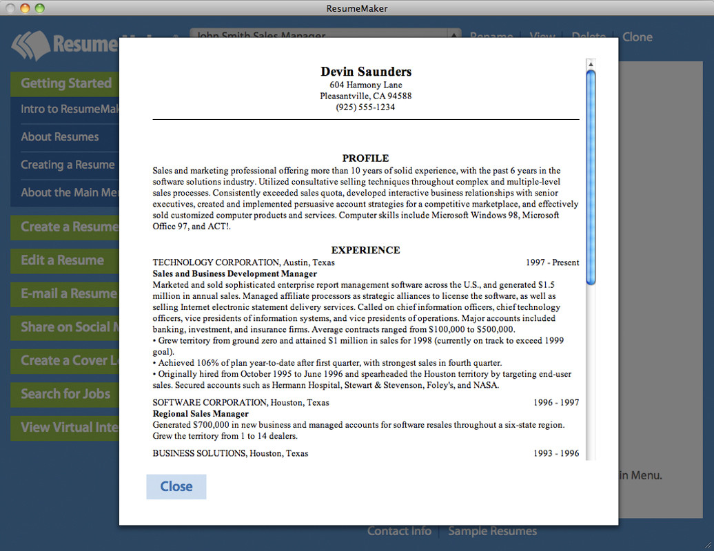 Resume Maker for Mac - кадр 8