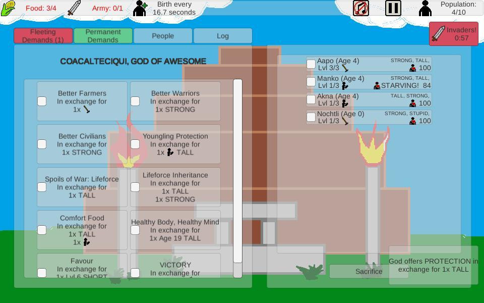 Tecuhtliztacuhxochtl's Sacrifice Simulator (itch) - кадр 1