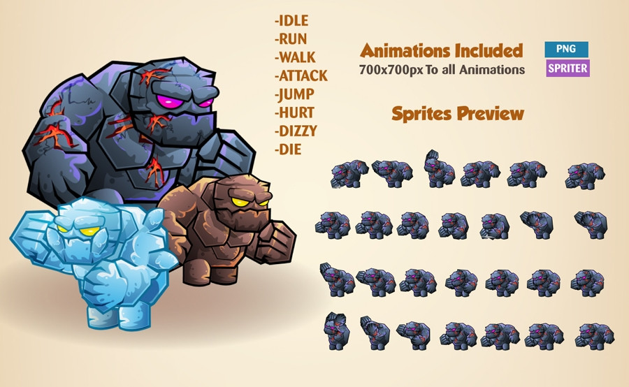 Stone Giants Game Sprites (itch) - кадр 4