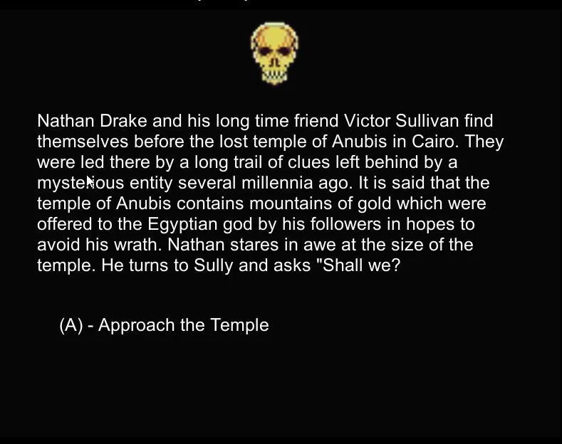 An Uncharted Text Adventure (itch)