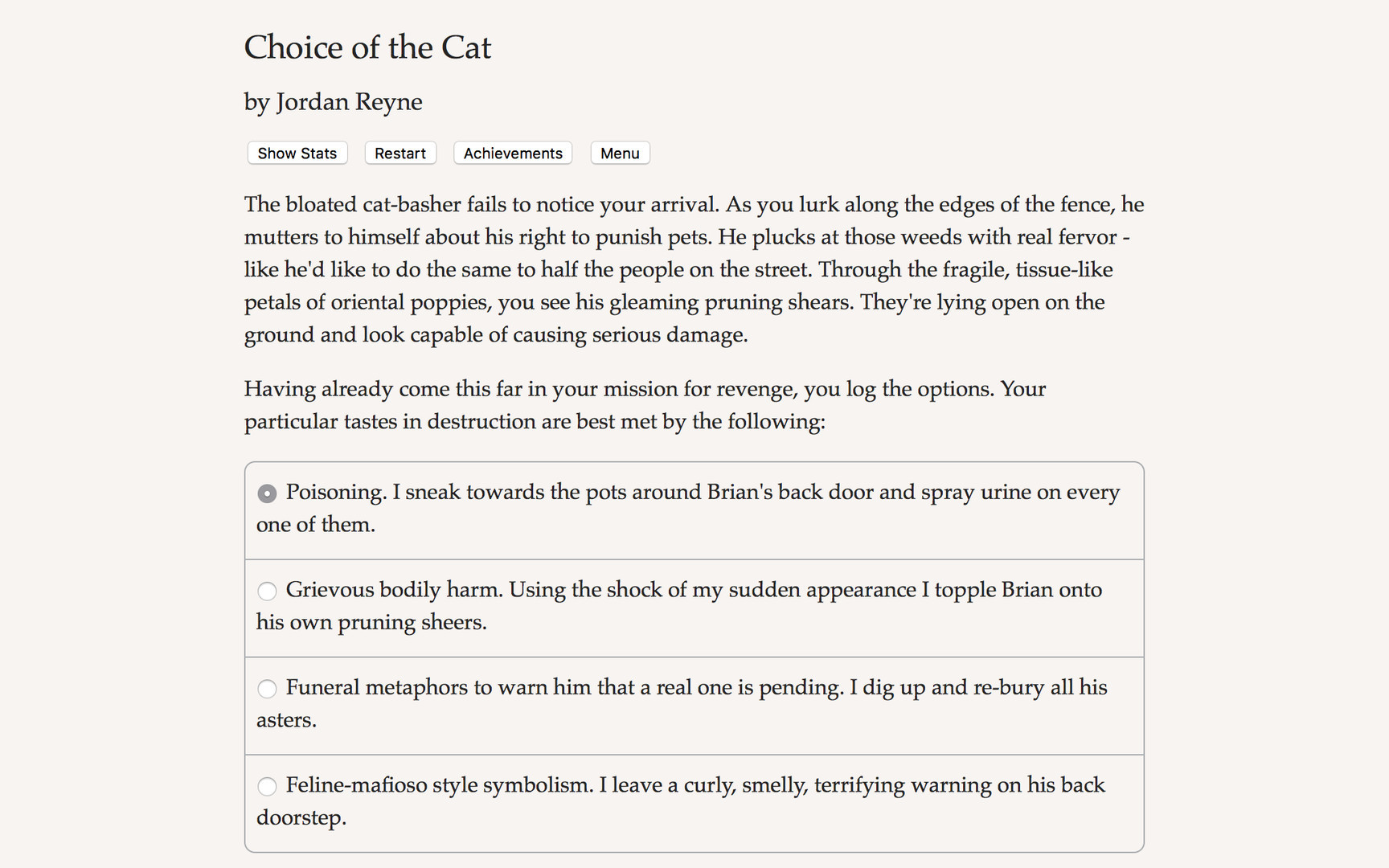 Choice of the Cat Choice of the Cat
