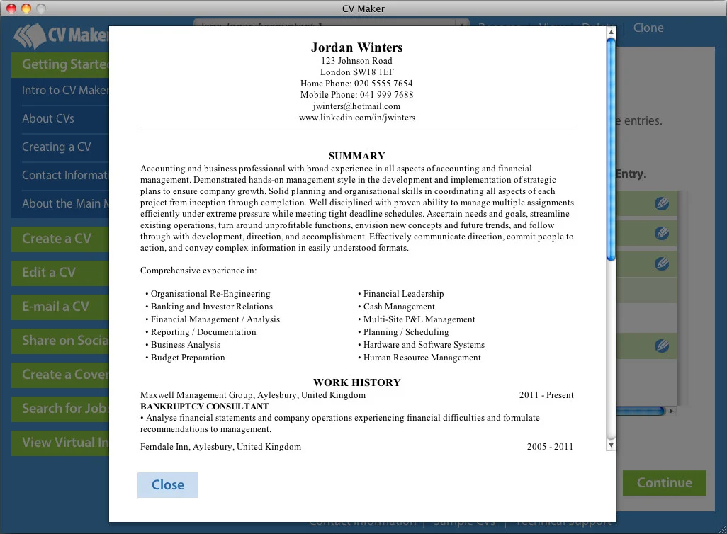 CV Maker for Mac CV Maker for Mac