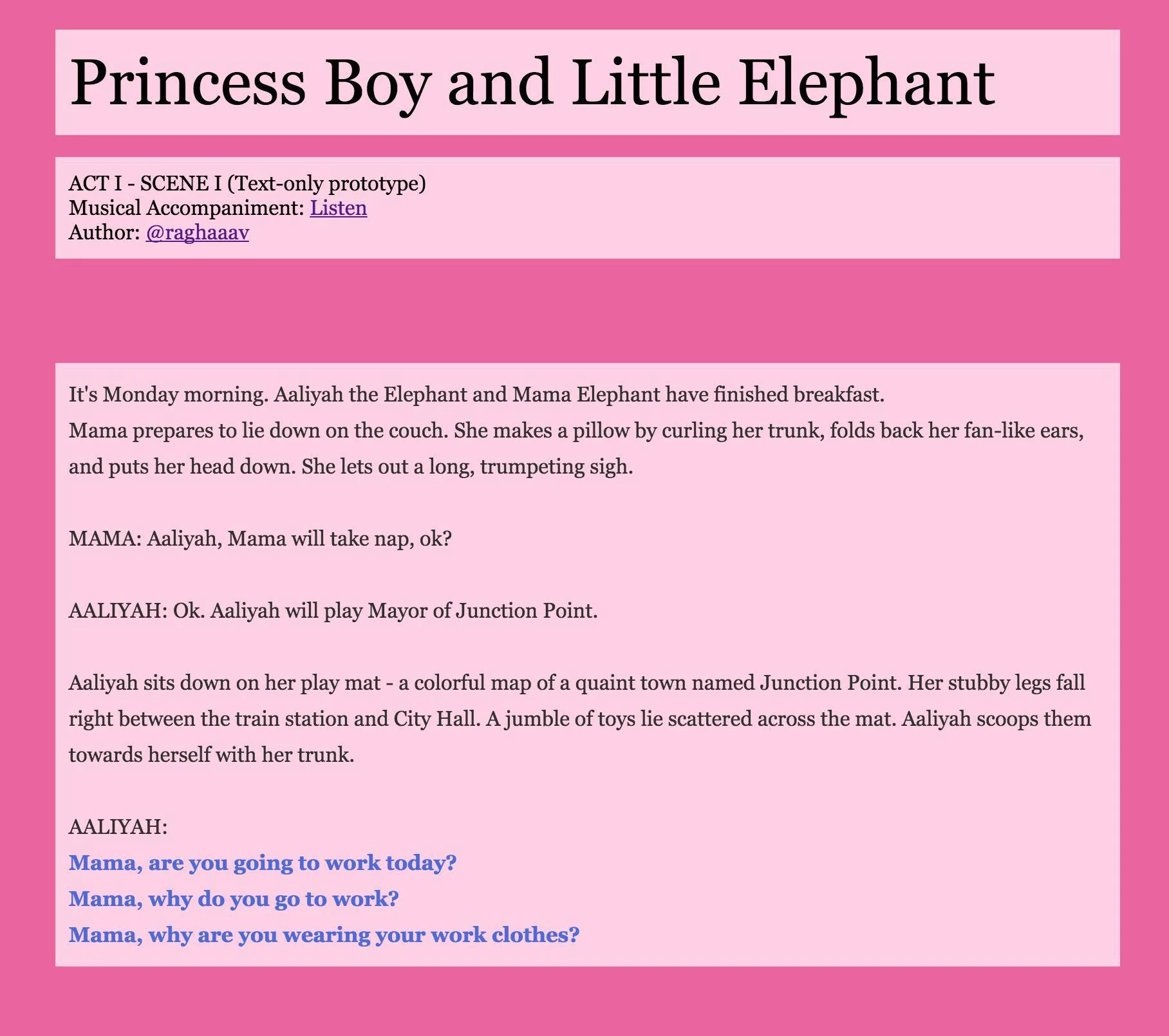 Princess Boy and Little Elephant (itch)