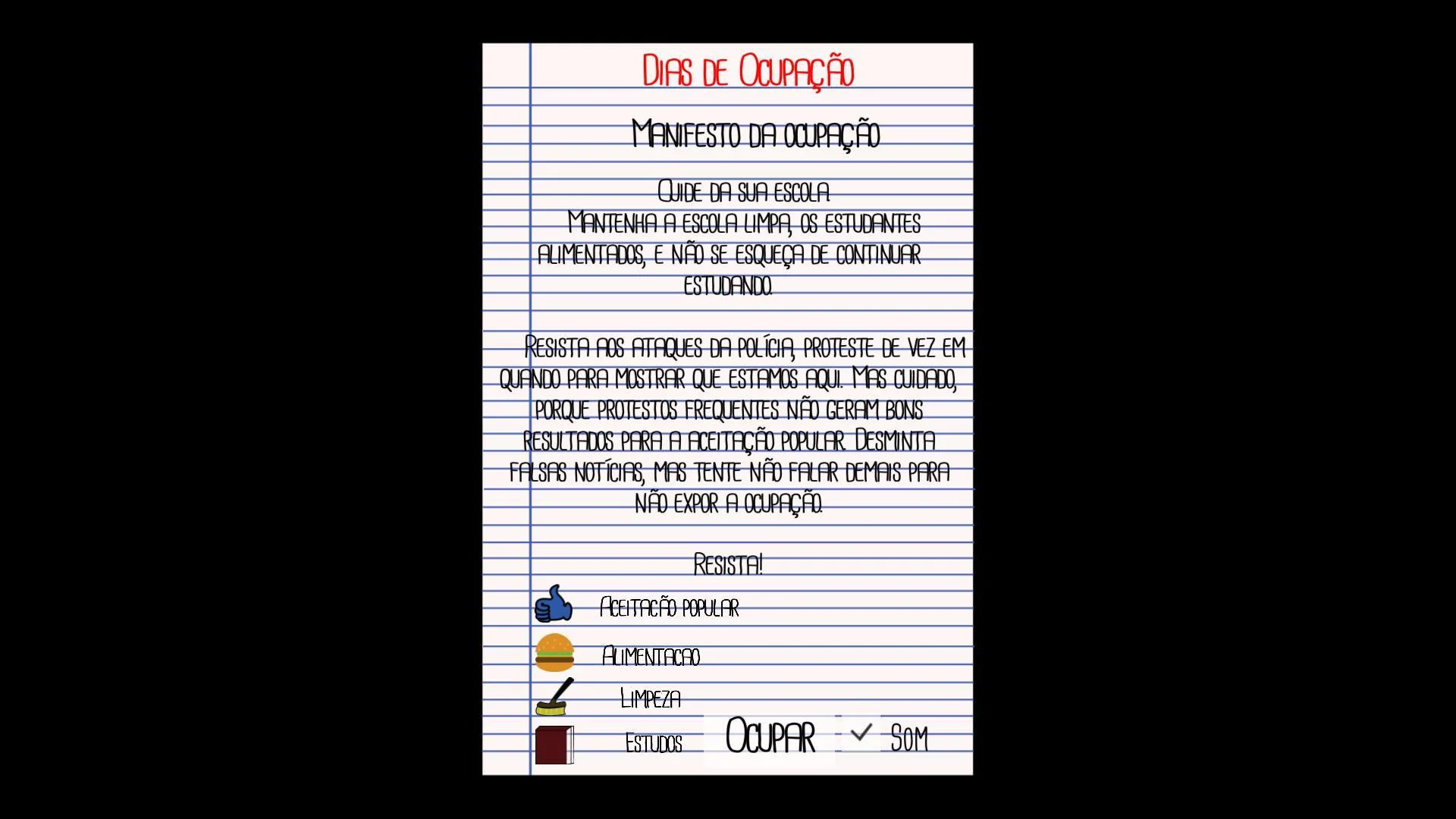Рецензии Dias de Ocupação (itch)