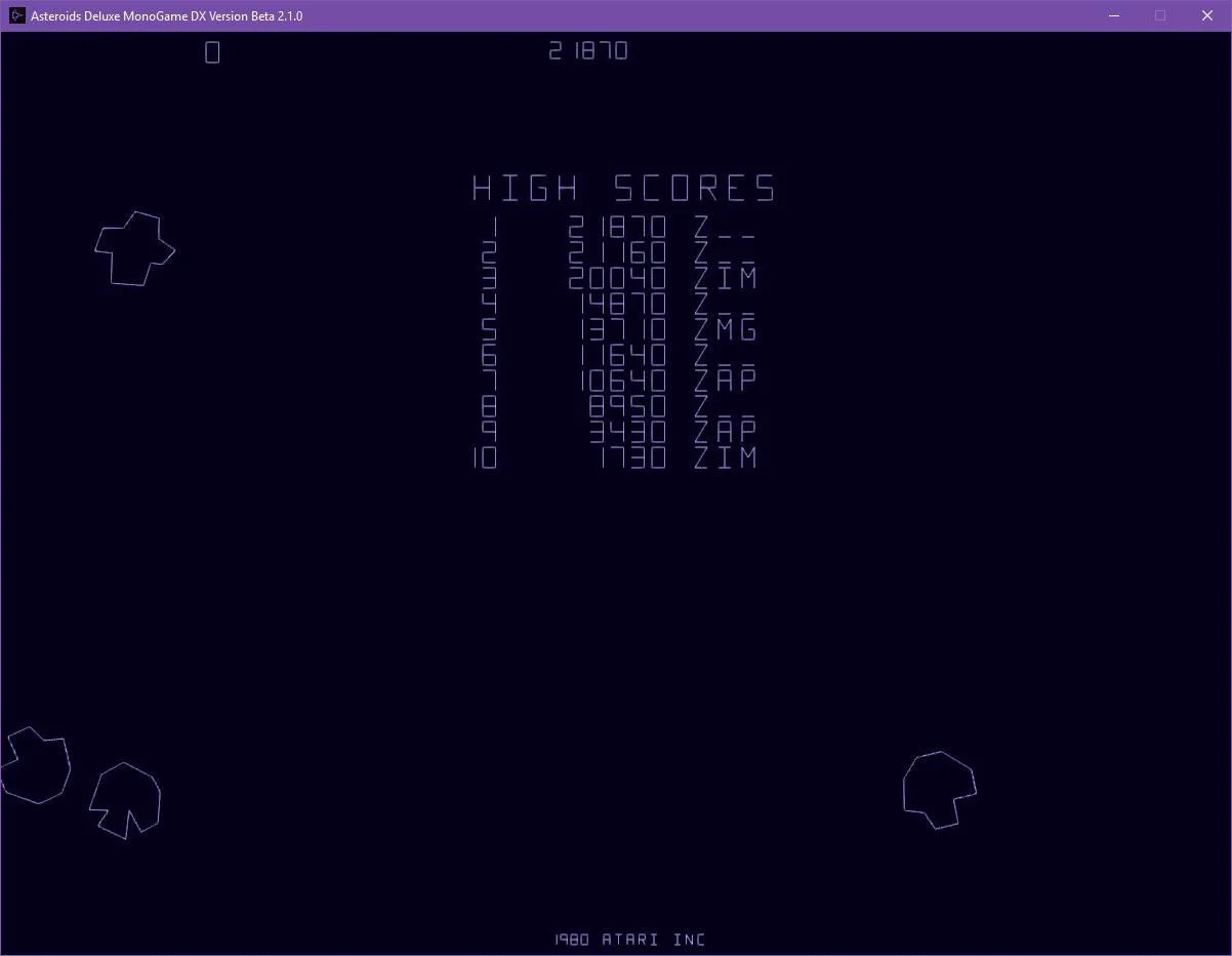 Asteroids Dexluxe in MonoGame (itch) Asteroids Dexluxe in MonoGame (itch)