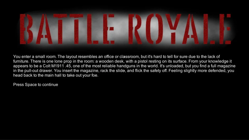 BATTLE ROYALE: A PUBG Text Adventure (itch)