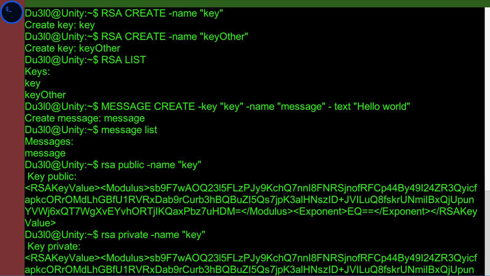 Terminal Unity with RSA (itch)