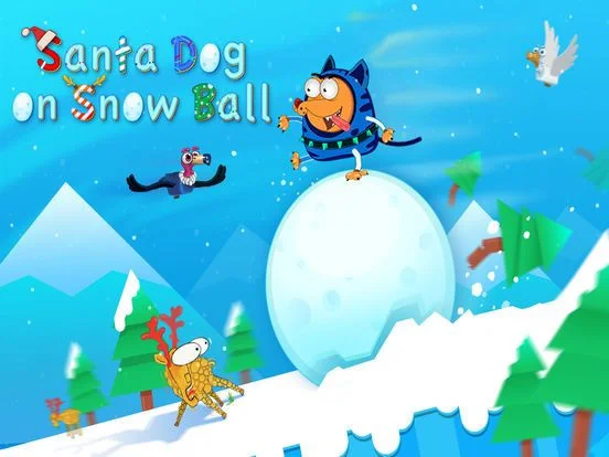 Dog on Snow Ball