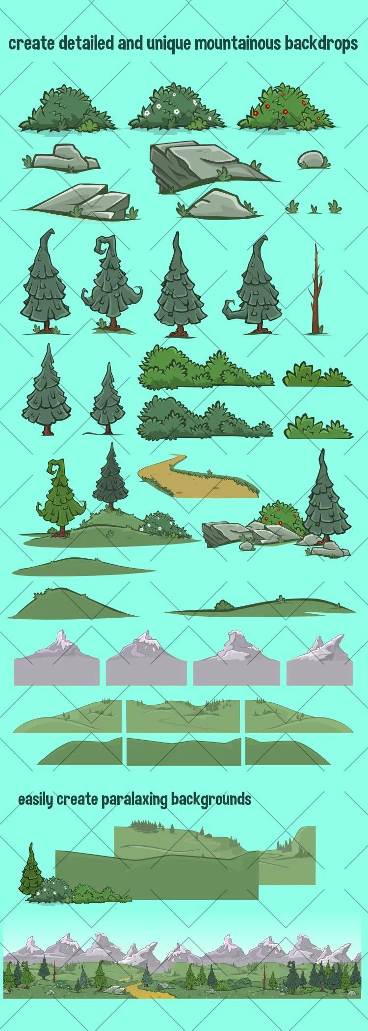 Mountain scene construction kit (itch)