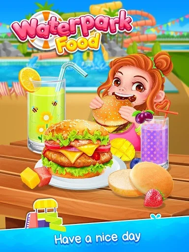 Summer Waterpark Food - Hamburger & Icy Juice Fun Summer Waterpark Food - Hamburger & Icy Juice Fun