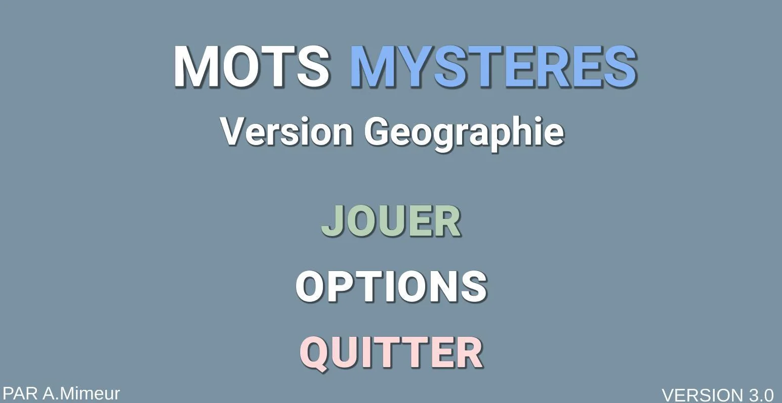 Mots Mystère! (Version Géographie) (itch)