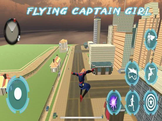 Flying Superhero Captain Girl Flying Superhero Captain Girl