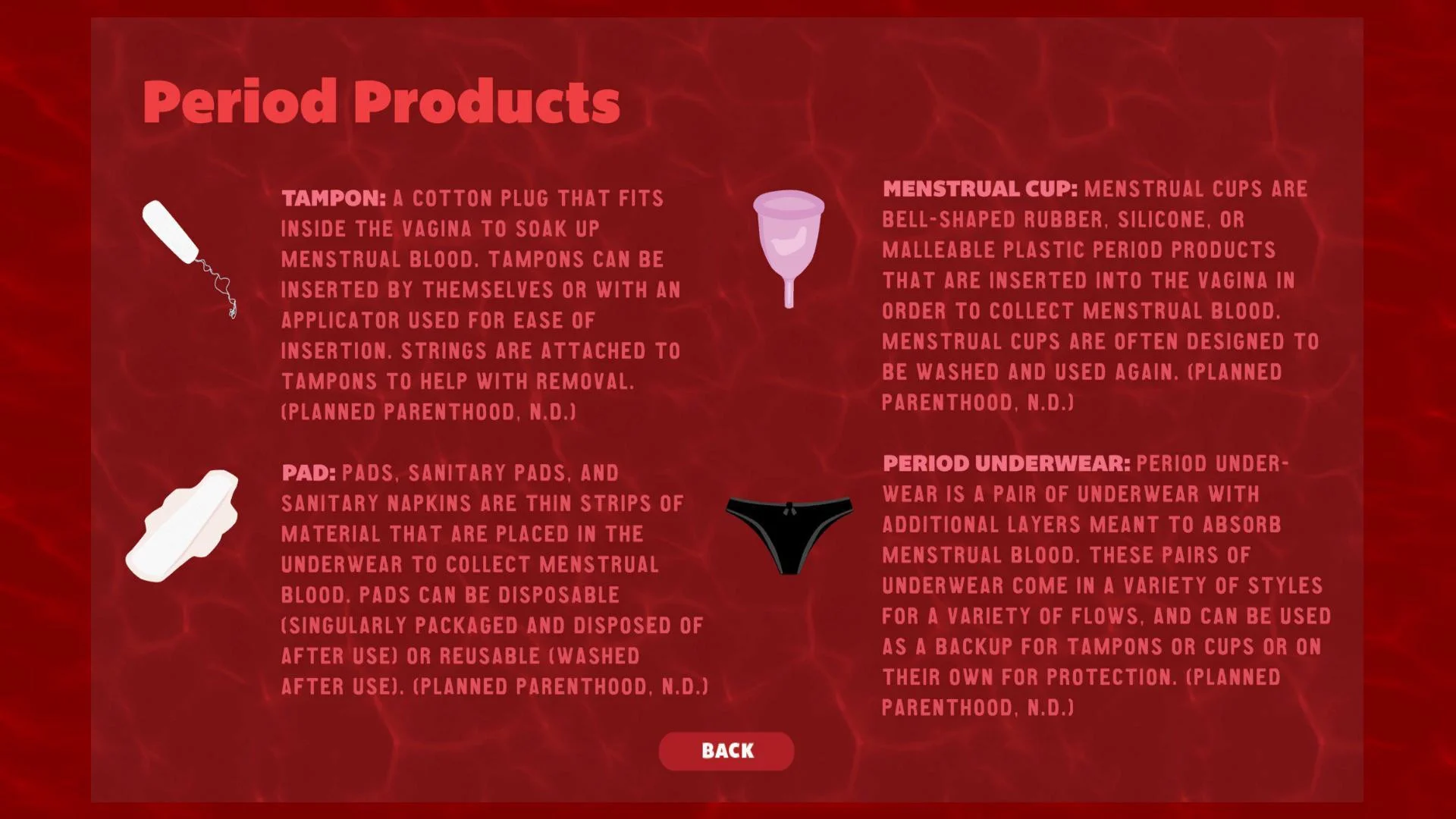 Menses: The Game (Molly Eisenback) (itch)