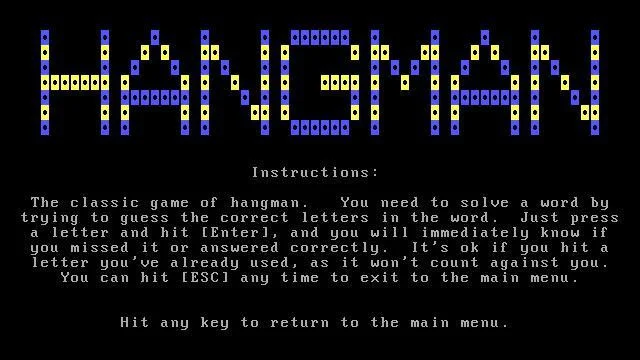 Fake Text Mode: Hangman (itch)