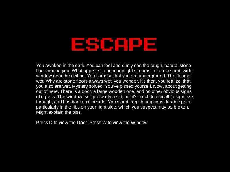 Escape - A Text Adventure (itch)