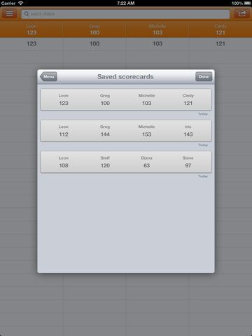 Scorecard for word games