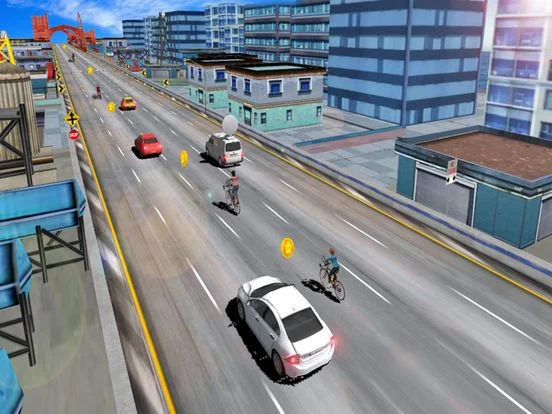 In Bicycle Racing on Highway In Bicycle Racing on Highway