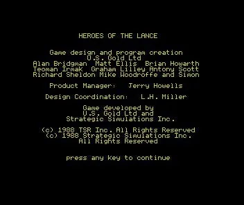 Advanced Dungeons & Dragons: Heroes of the Lance Advanced Dungeons & Dragons: Heroes of the Lance