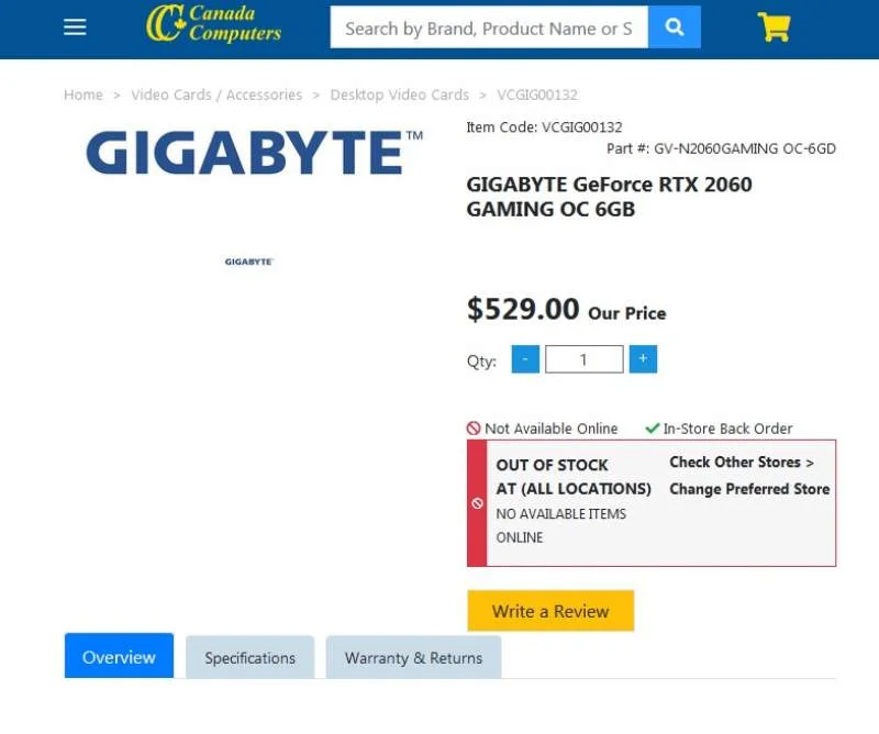 Названа цена видеокарты Gigabyte GeForce RTX 2060 - фото 1