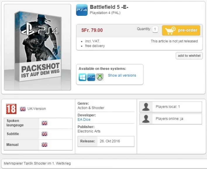 Действие Battlefield 5 будет происходить во время первой мировой? - изображение 1 Действие Battlefield 5 будет происходить во время первой мировой? - фото 1