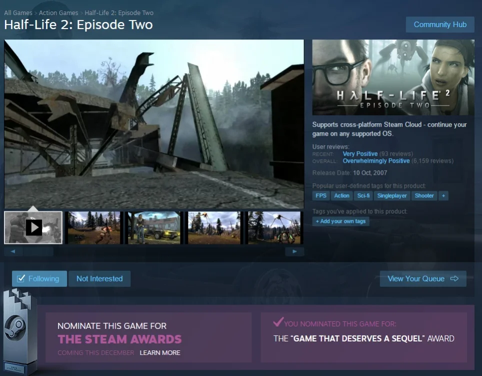 Пользователи Steam голосуют за Half-Life 2: Episode 2 как за «игру, которая заслуживает сиквел» - фото 1