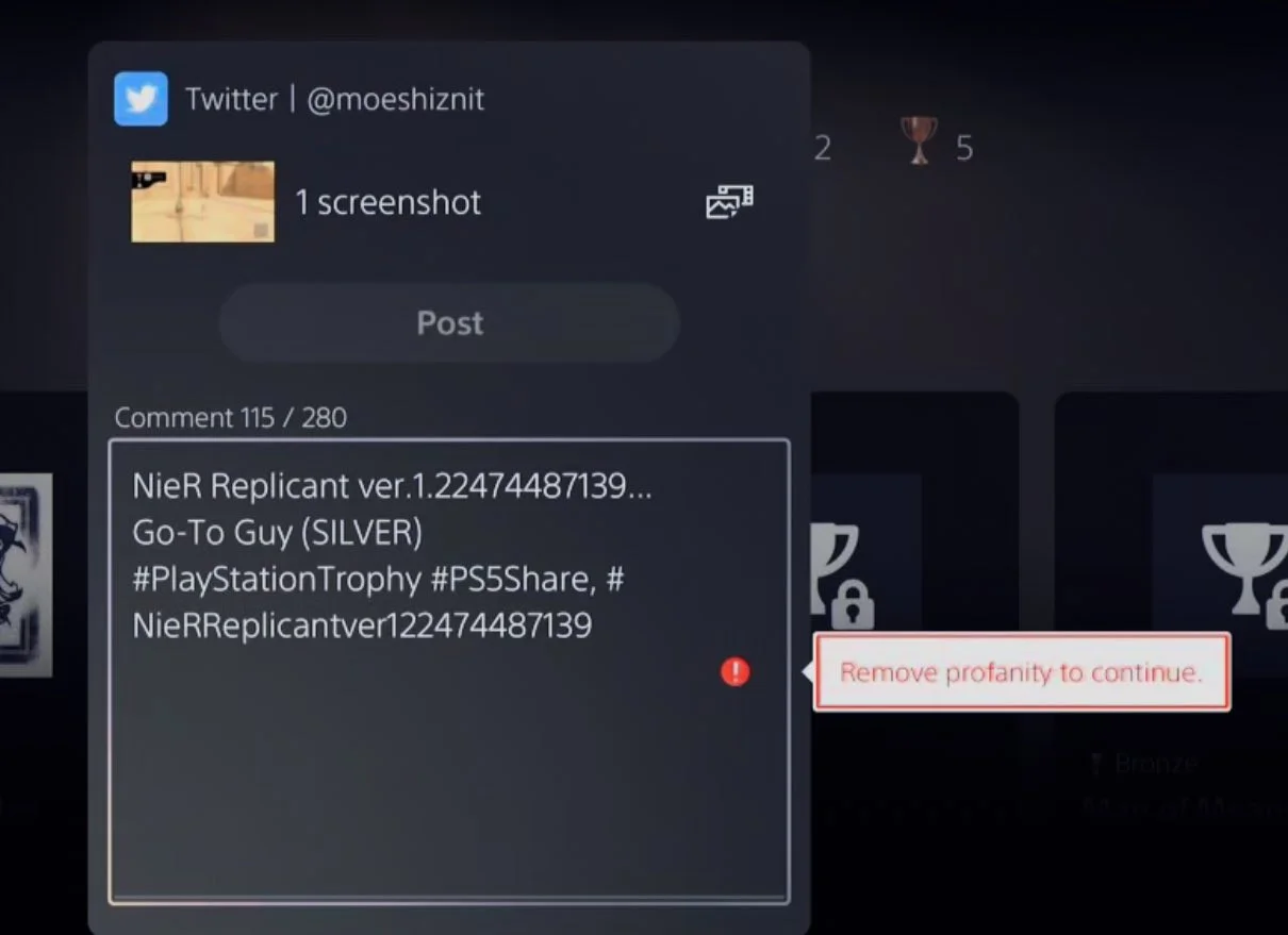 PS5 видит эротику в названии NieR Replicant и блокирует Share - фото 1