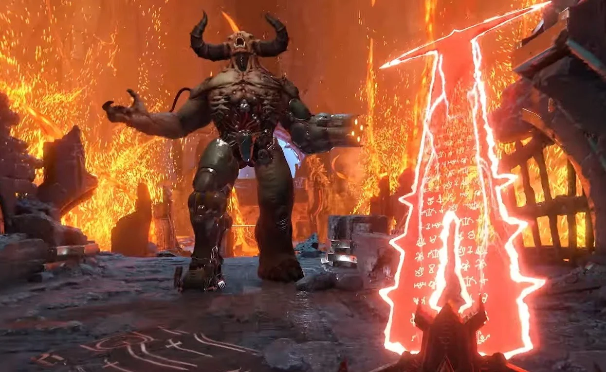 Doom internal. Горнило Doom Eternal. Кибер демон дум Этернал.