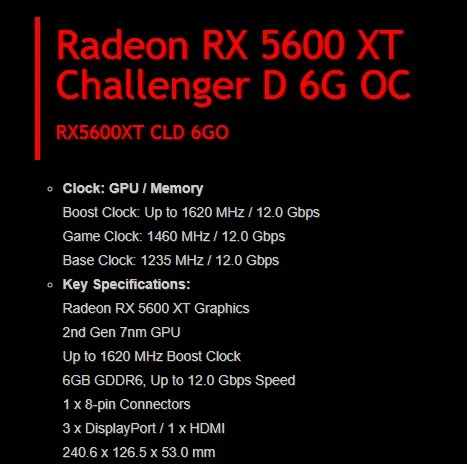 ASRock рассекретила спецификации карты RX 5600 XT Challanger D OC - фото 1