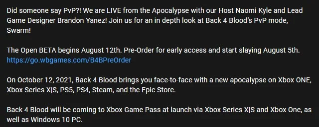 Утечка: Back 4 Blood в день релиза появится в Xbox Game Pass на консолях и PC - фото 1