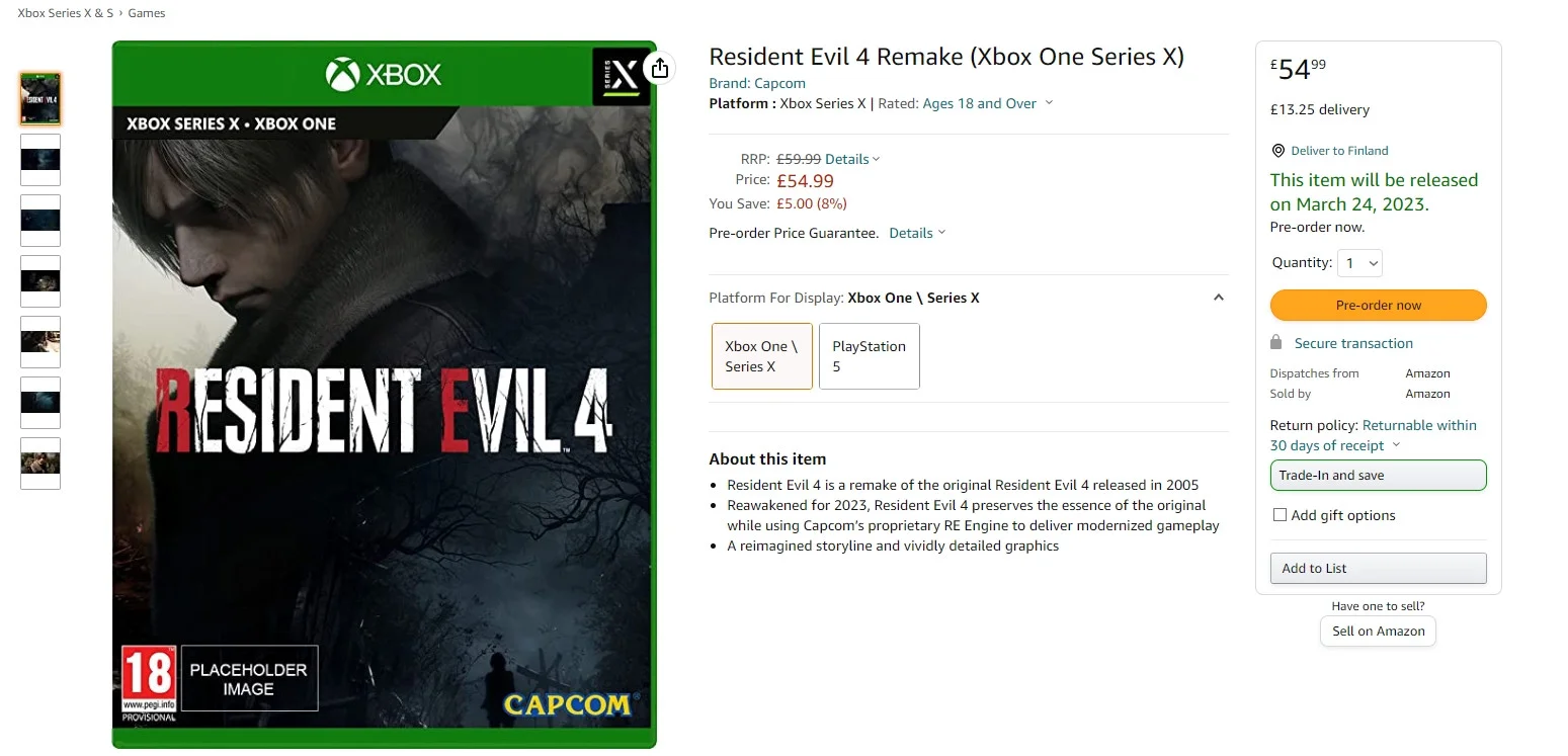 На Amazon заметили ремейк Resident Evil 4 для Xbox One - фото 1