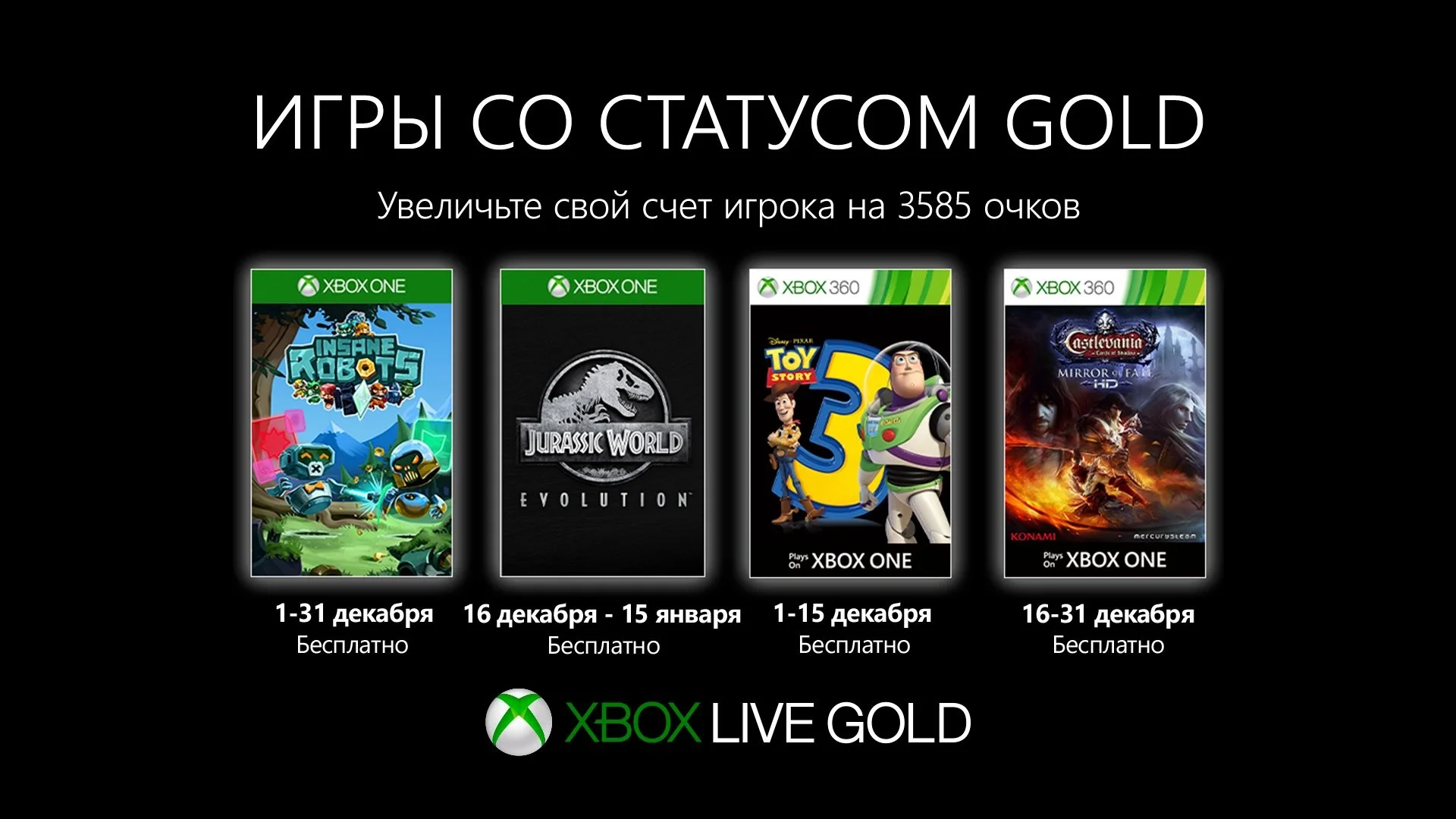 В декабре подписчики Xbox Live Gold получат Jurassic World Evolution и Toy Story 3 - фото 1