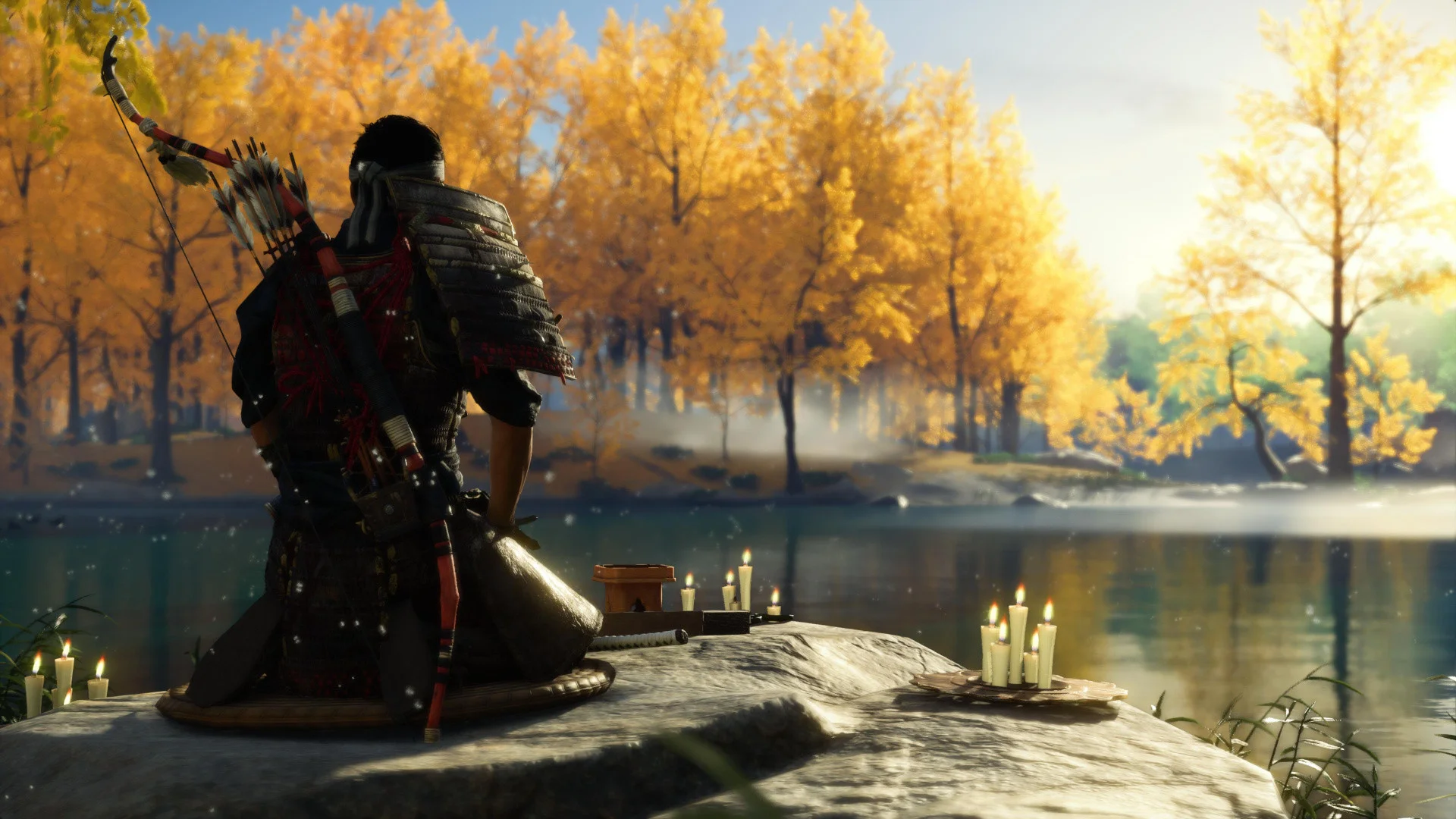 Призрак цусимы. Ghost of Tsushima осень. Призрак Цусимы пейзажи. Призрак Цусимы медитация. Призрак Цусимы фоторежим.