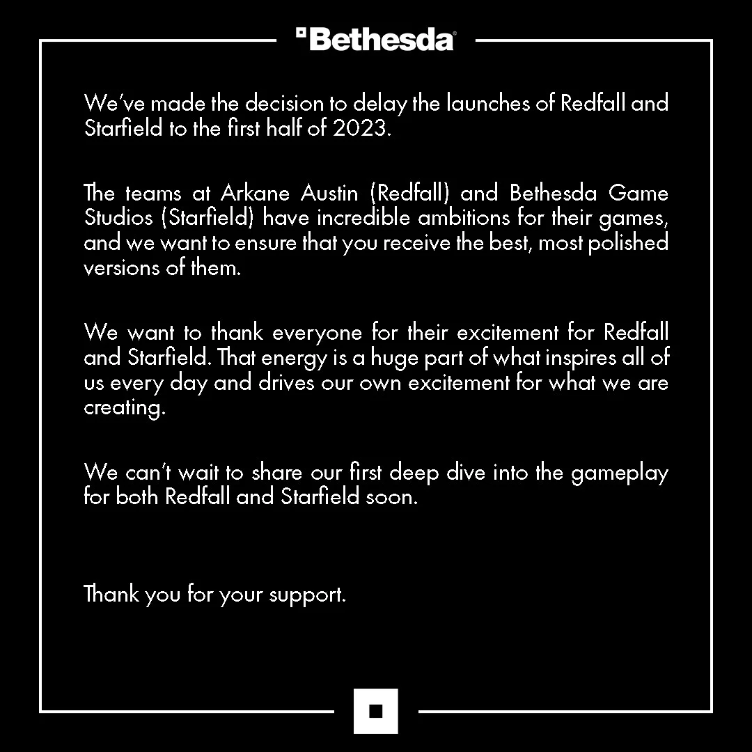 Bethesda перенесла Redfall и Starfield на 2023 год - фото 1