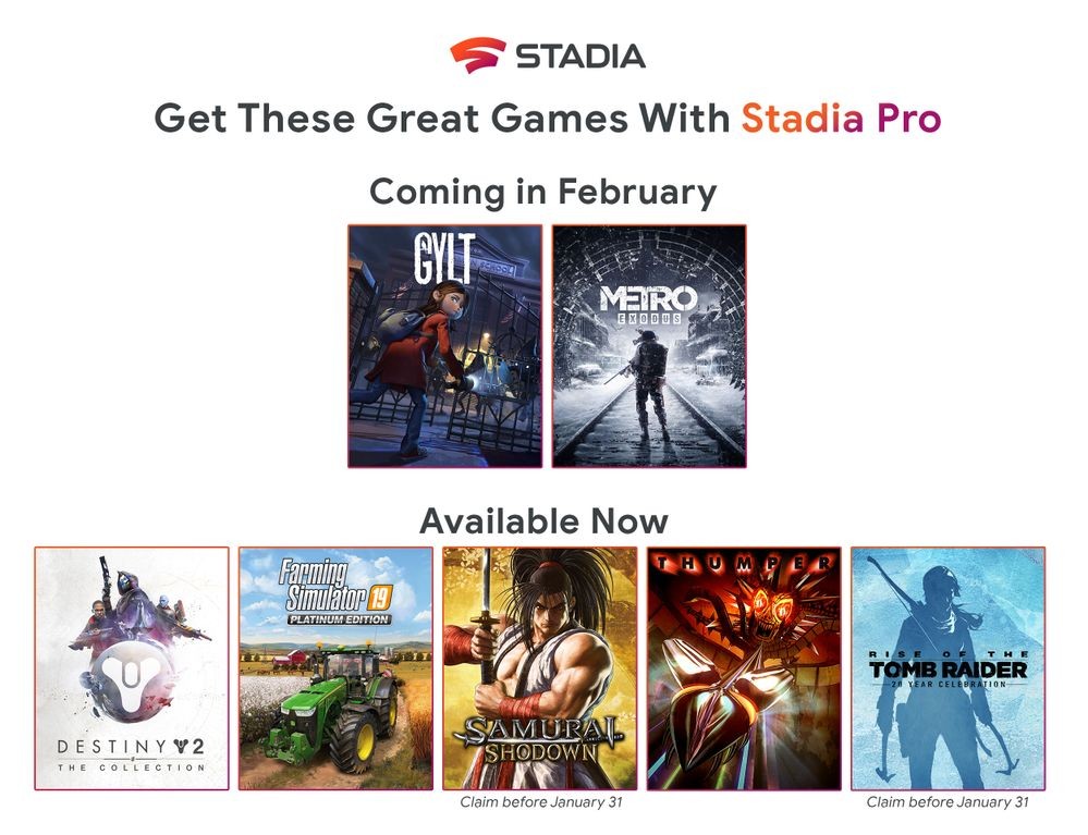 В феврале подписчики Stadia Pro бесплатно получат Metro: Exodus и Gylt - изображение 1 В феврале подписчики Stadia Pro бесплатно получат Metro: Exodus и Gylt - фото 1