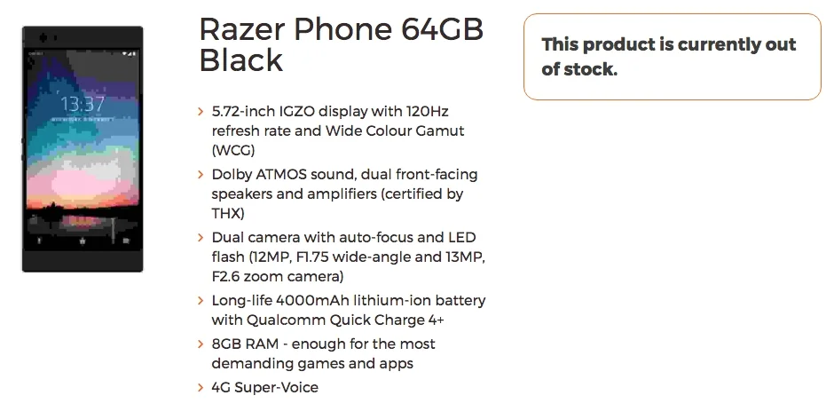 Смартфон Razer Phone получил дисплей с частотой обновления 120 Гц - фото 1
