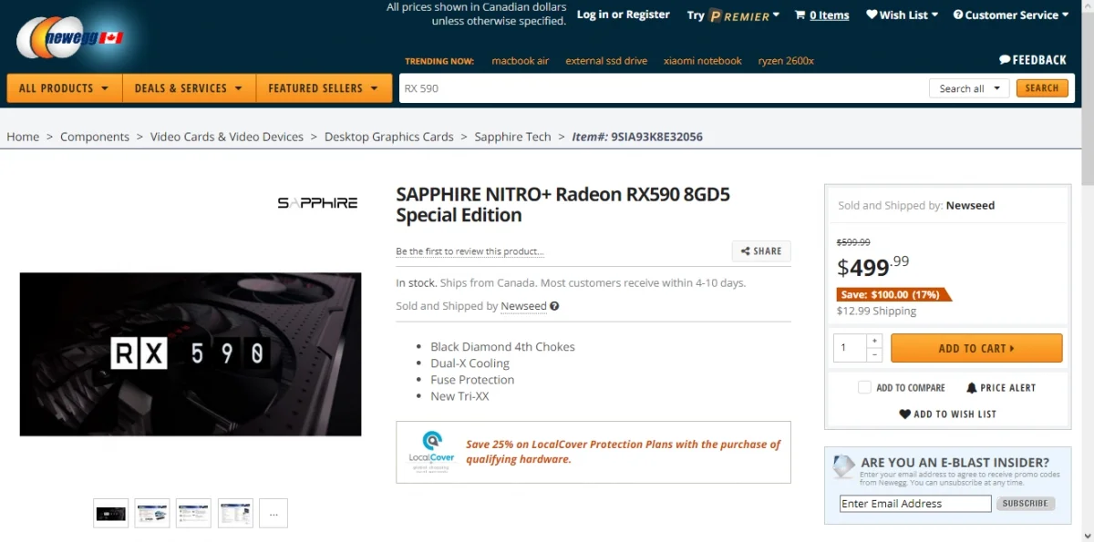 Видеокарта Sapphire Radeon RX 590 Nitro+ Special Edition появилась в продаже - фото 1