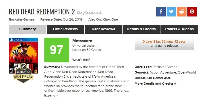 Red Dead Redemption 2 стала самым высокооценённым релизом PS4 и Xbox One - фото 1