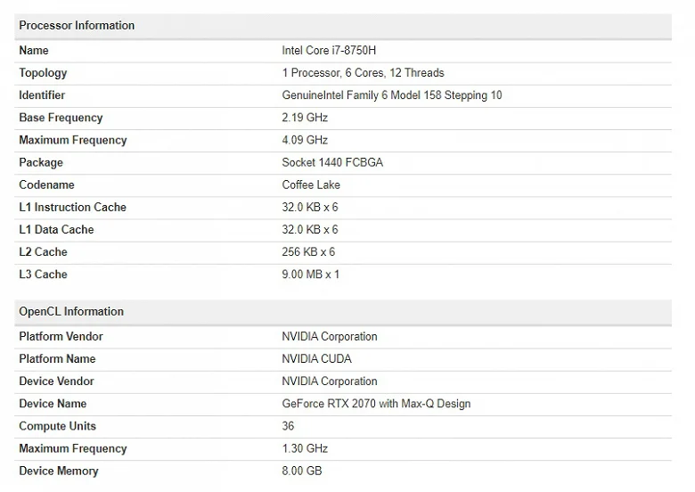 Спецификации мобильной видеокарты GeForce RTX 2070 Max-Q подтверждены - фото 1