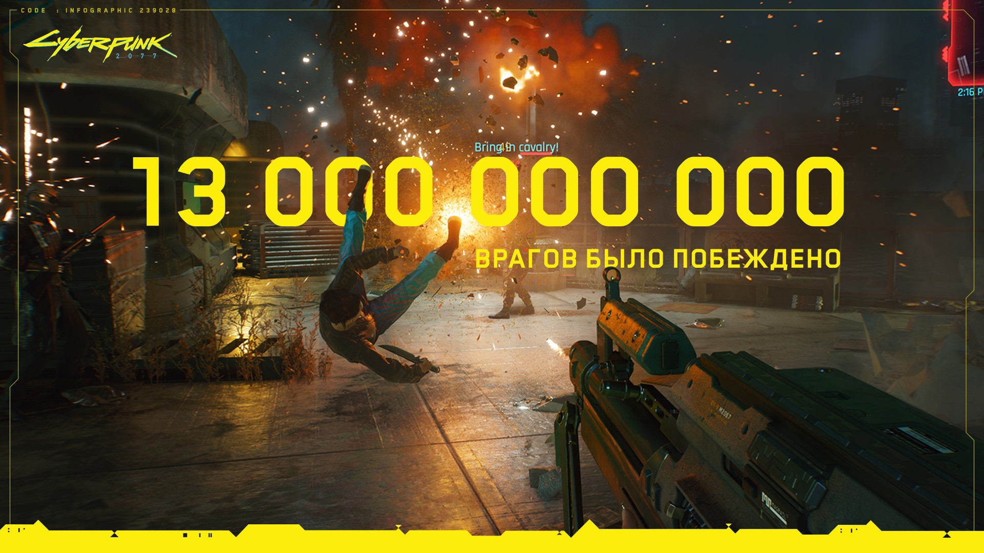 Игроки Cyberpunk 2077 убили в Найт-Сити 13 миллиардов человек - изображение 1 Игроки Cyberpunk 2077 убили в Найт-Сити 13 миллиардов человек - фото 1