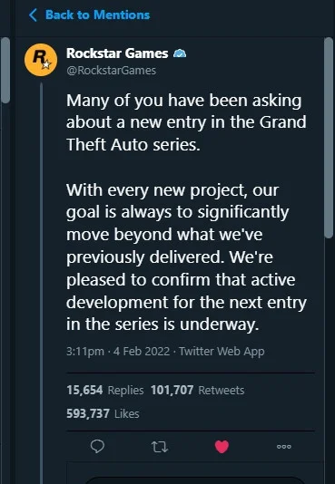 Пост Rockstar об утечке по GTA VI стал самым популярным игровым твитом - фото 2